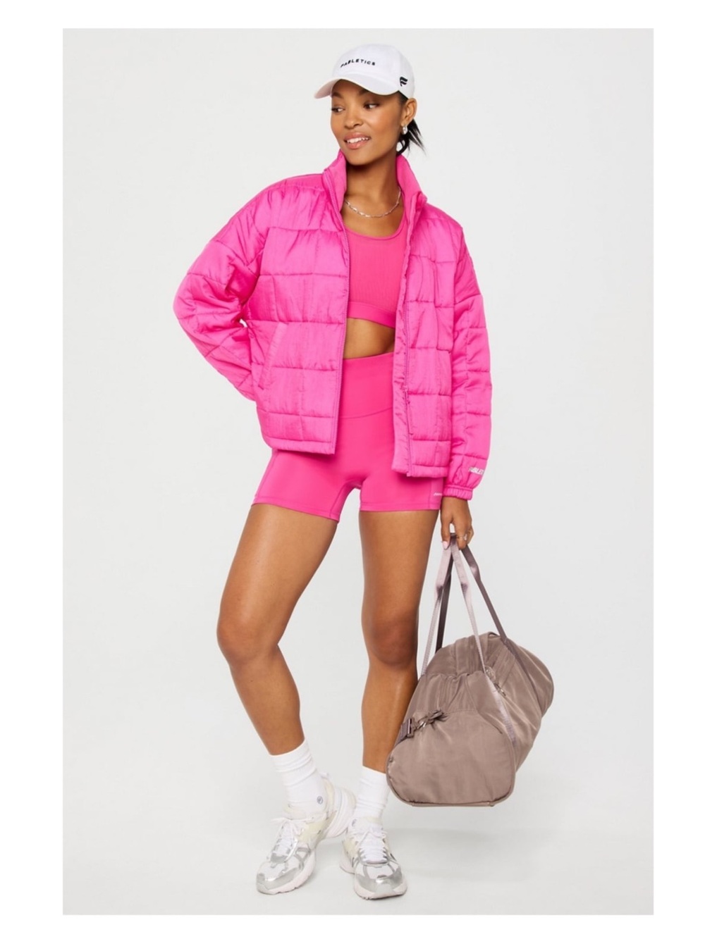 Fabletics Hot Pink Quilted Puffer Jacket Size M